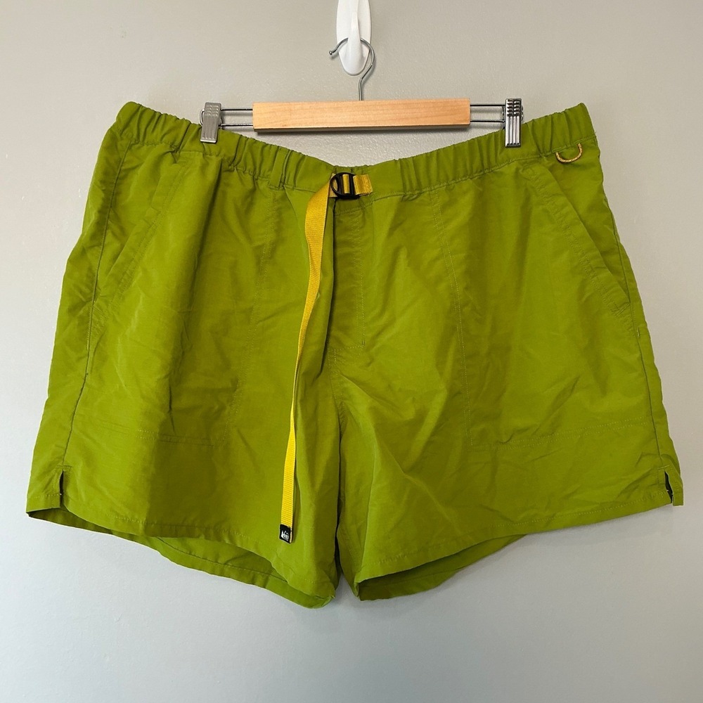 REI Co-op Trailmade Shorts Hiking Ripstop Mens 3XL Green Solid Belted Outdoor